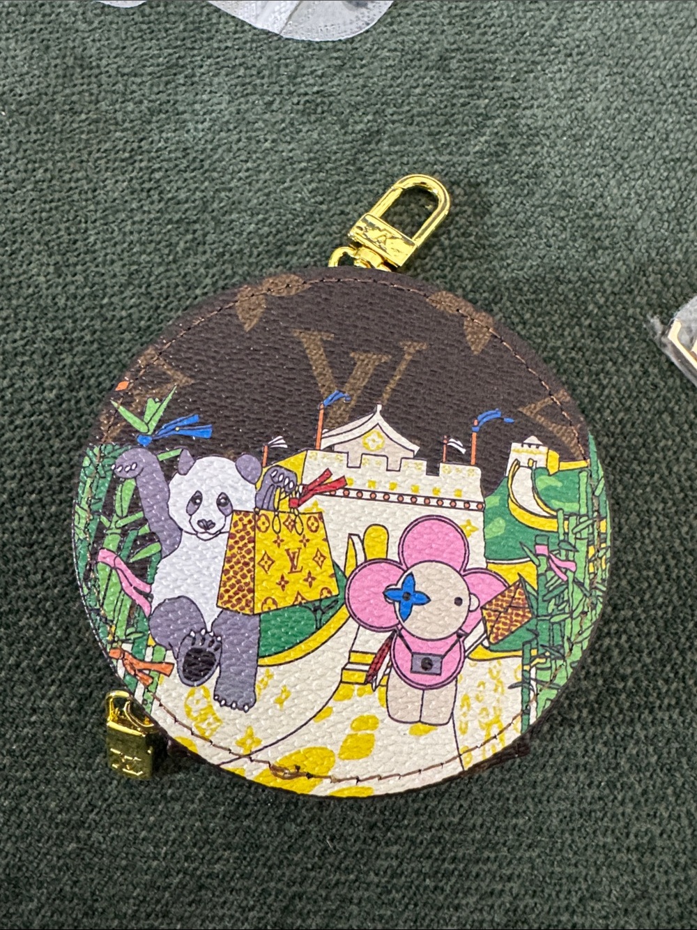 Designer-Inspired Kids Round Coin Pouch in Brown and Pink